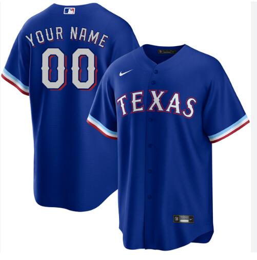 Men MLB 2023 Texas Rangers Custom Blue Alternate NIKE Jersey->indiana pacers->NBA Jersey